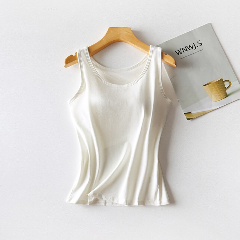 Women's Solid Color Casual 95 Cotton Tape Chest Pad Vest - Image 10