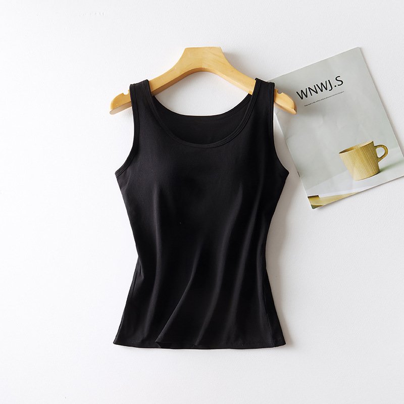 Women's Solid Color Casual 95 Cotton Tape Chest Pad Vest - Image 7