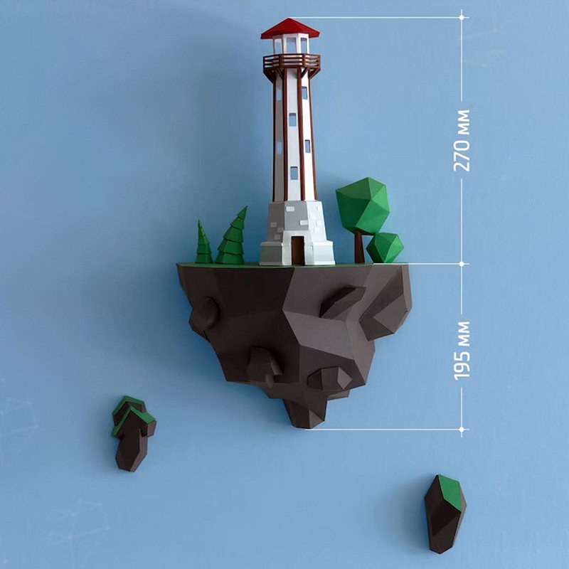 46cm Island Lighthouse Paper Model Home Wall Hanging Wall Decorations - Image 4