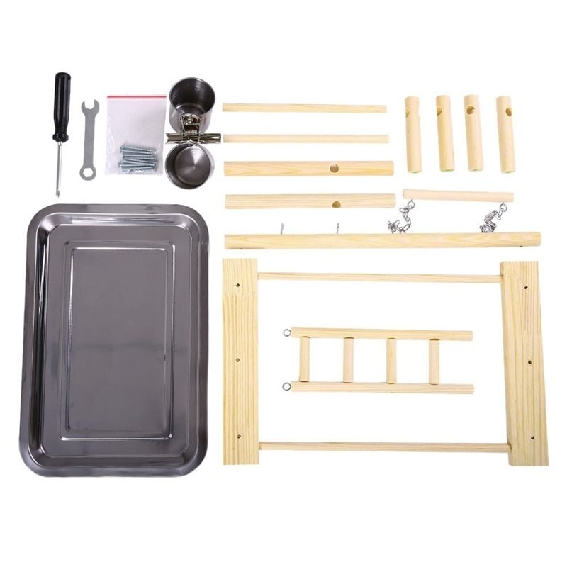 Wooden Small Cockatiel Floor Parrot Standing Stand - Image 2