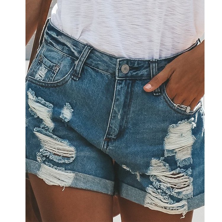 Women denim shorts ripped - Image 5