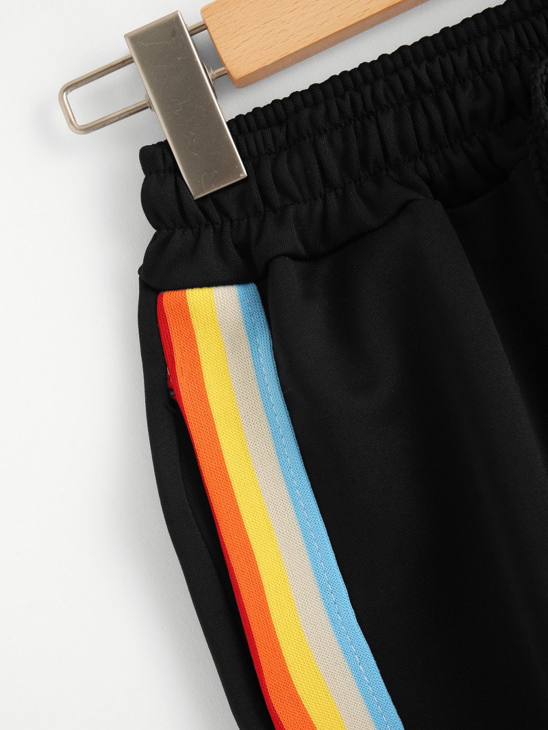 Women Rainbow Striped Elastic Shorts - Image 2