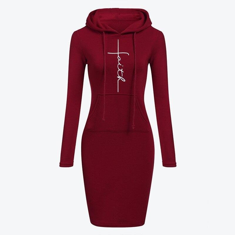 Autumn Winter Women Hoodies Sweatshirts Long-sleeved Dress - Image 3