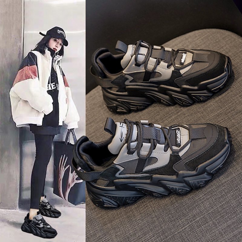 Shoes Women New Thick Soled Women S Shoes Versatile Sports Shoes Black Fashion Net Red Daddy Shoes Spring - Image 2