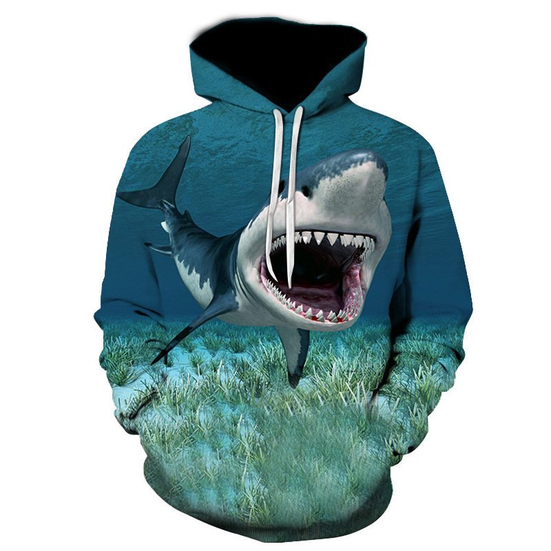 Shark Pullover Loose Hoodie For Men And Women 3 D Hoodies - Image 5