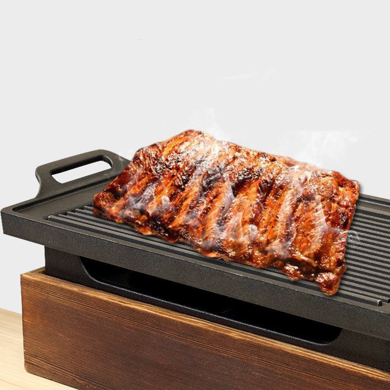 Wooden Seat Korean Style Grill Pan Grill Household Smokeless - Image 2