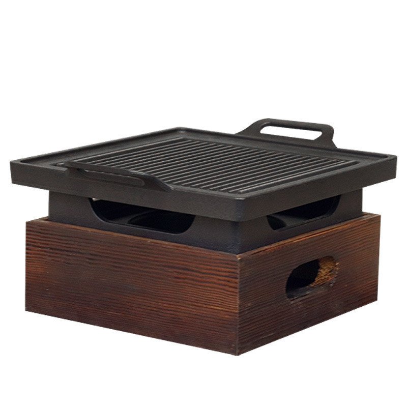 Wooden Seat Korean Style Grill Pan Grill Household Smokeless - Image 5