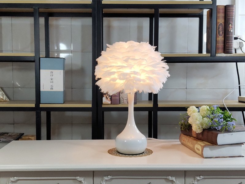 Luxury Feather Table Lamp Bedroom Bedside Light Nordic Ins Touch Dimming Desk Lights for Living Room Study Room Decor Lighting - Image 7