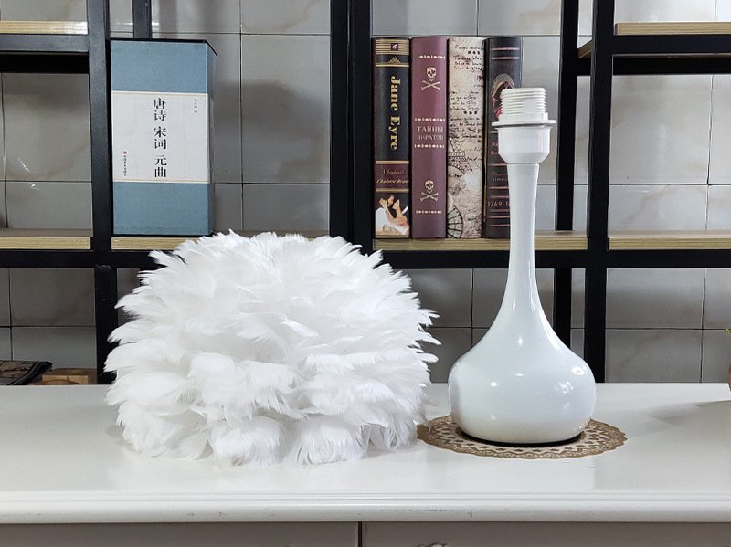 Luxury Feather Table Lamp Bedroom Bedside Light Nordic Ins Touch Dimming Desk Lights for Living Room Study Room Decor Lighting - Image 6