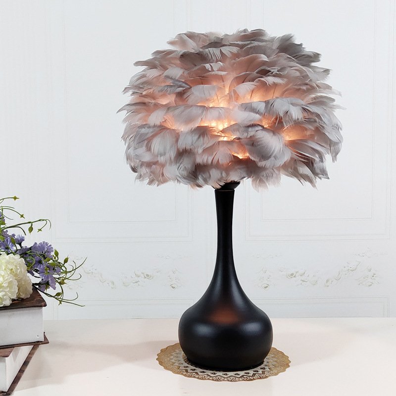 Luxury Feather Table Lamp Bedroom Bedside Light Nordic Ins Touch Dimming Desk Lights for Living Room Study Room Decor Lighting - Image 9