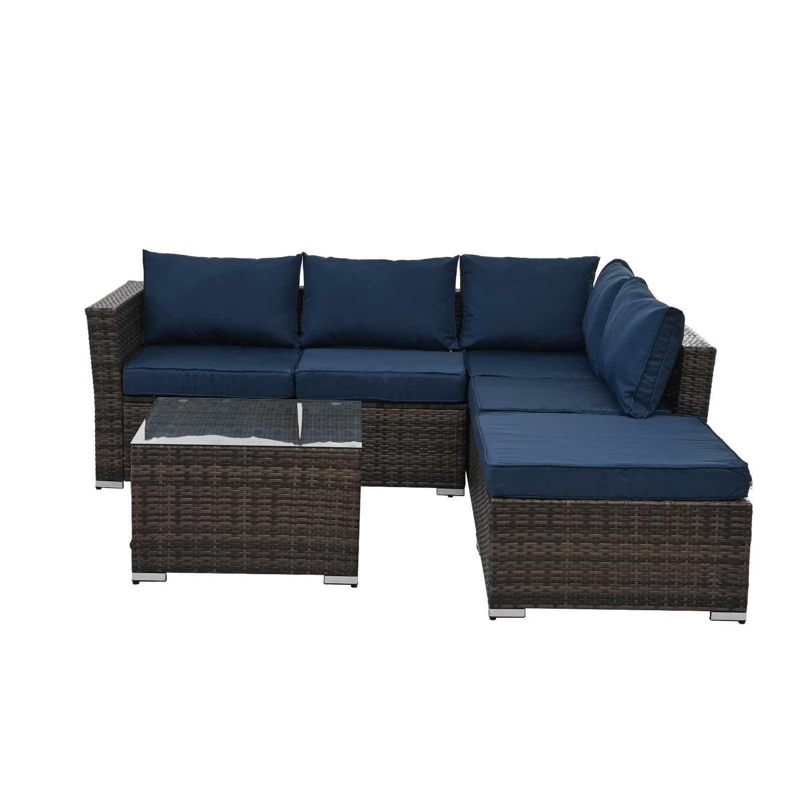 Patio Furniture, Outdoor Furniture, Seasonal PE Wicker Furniture, 4 Set Wicker Furniture With Temper - Image 4