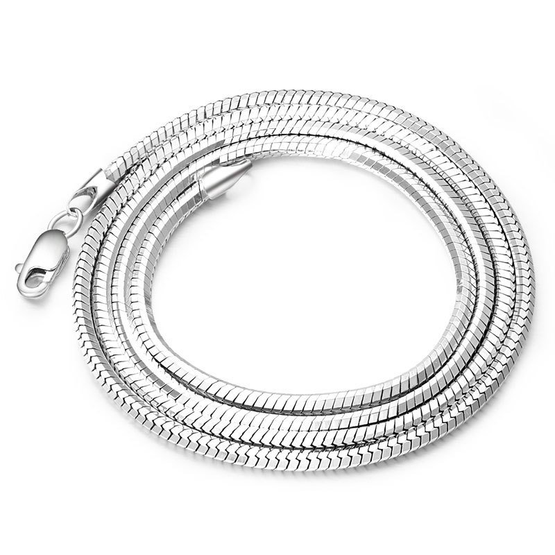 Sterling Silver Plated platinum necklace chain jadoku men clavicle silver chain Korean fashion collar men and women lovers of silver - Image 2