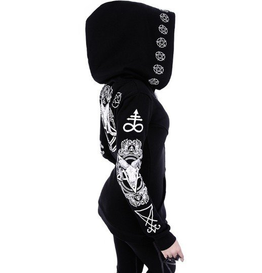 Gothic Punk Print Hoodies Sweatshirts Women Long Sleeve - Image 3