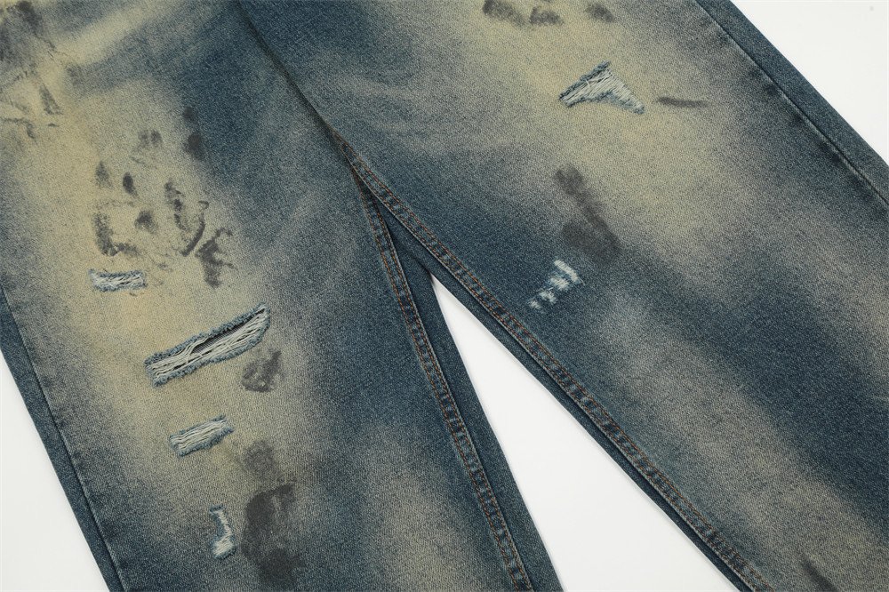 Distressed Dirty Ripped Jeans For Men - Image 8