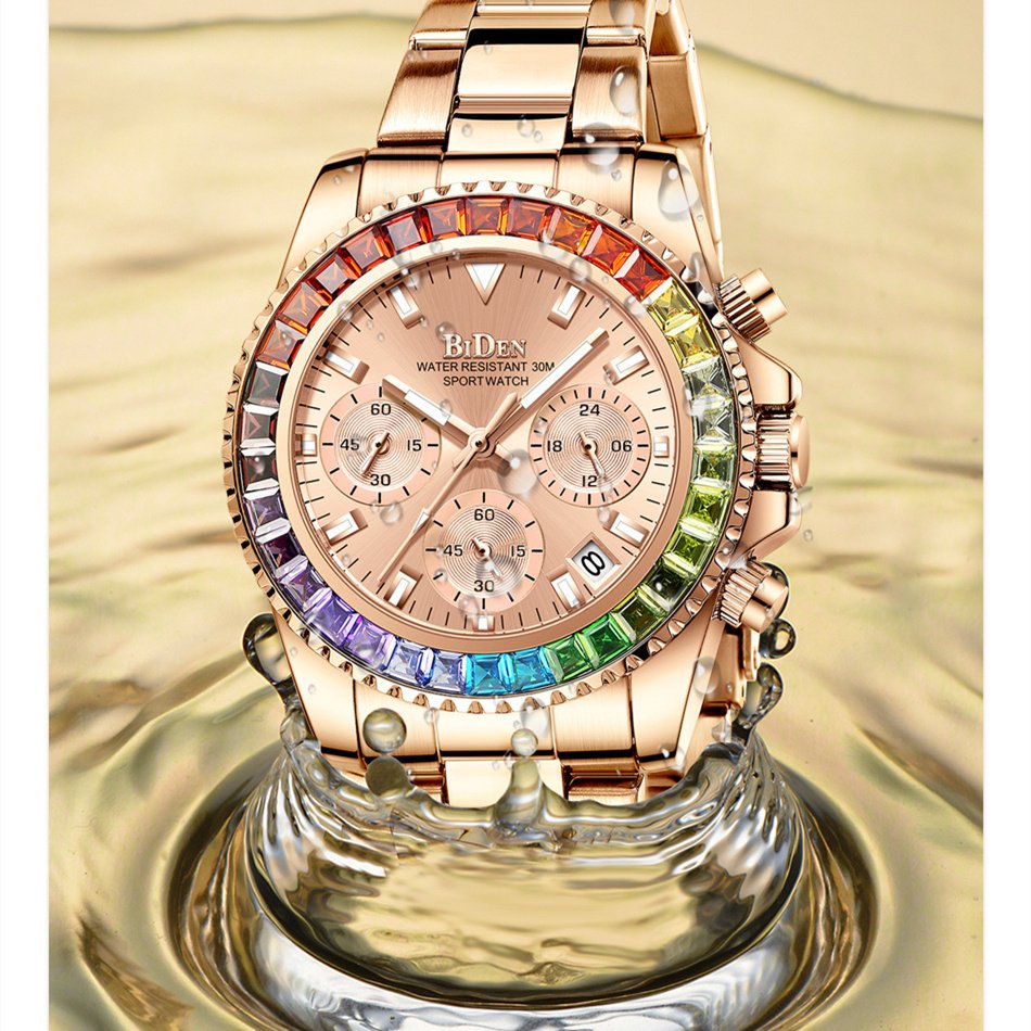 Fashion Steel Band Business Ladies Trend Colored Diamond Watch - Image 5