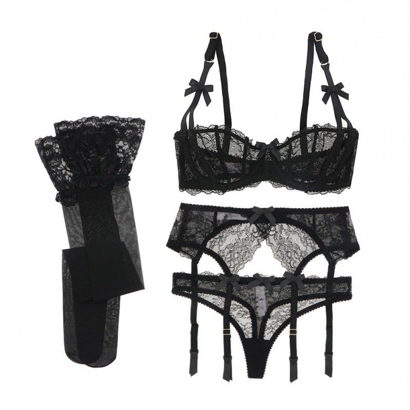 Half Cup Lace Bra Set Women - Image 6