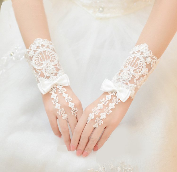 Bridal Bead Short Wedding Glove Accessories - Image 2