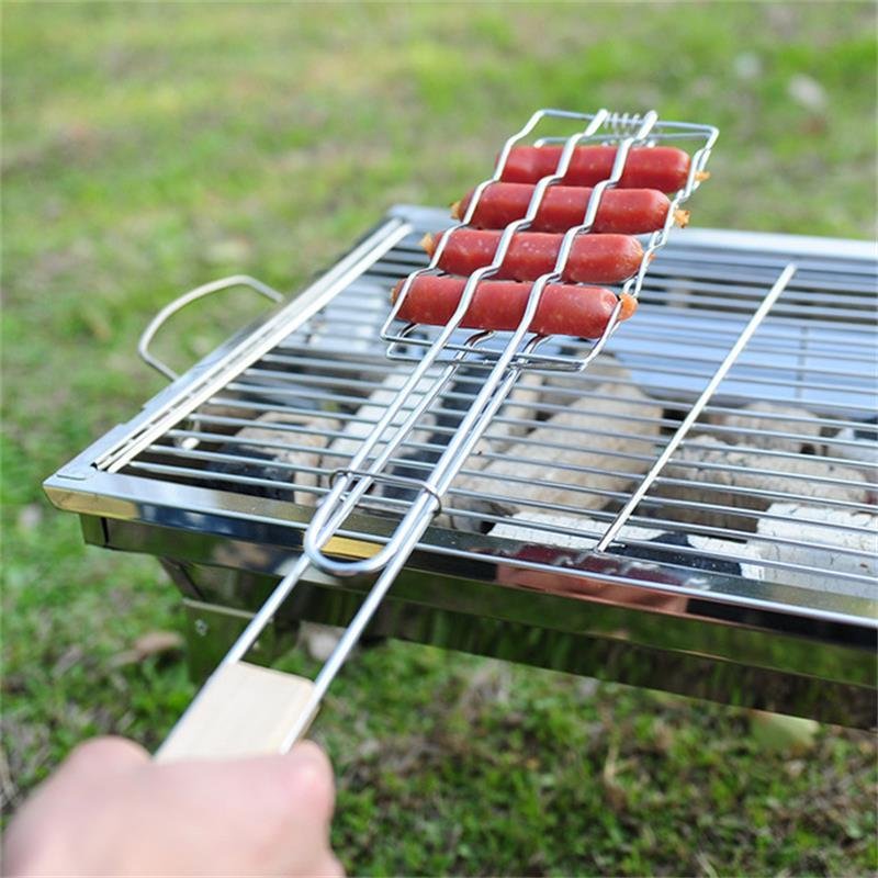 Outdoor Grilling Accessories Barbecue Tools Wooden Handle Sausage Clip Barbecue Clip Vegetable Clip Barbecue Rack - Image 3
