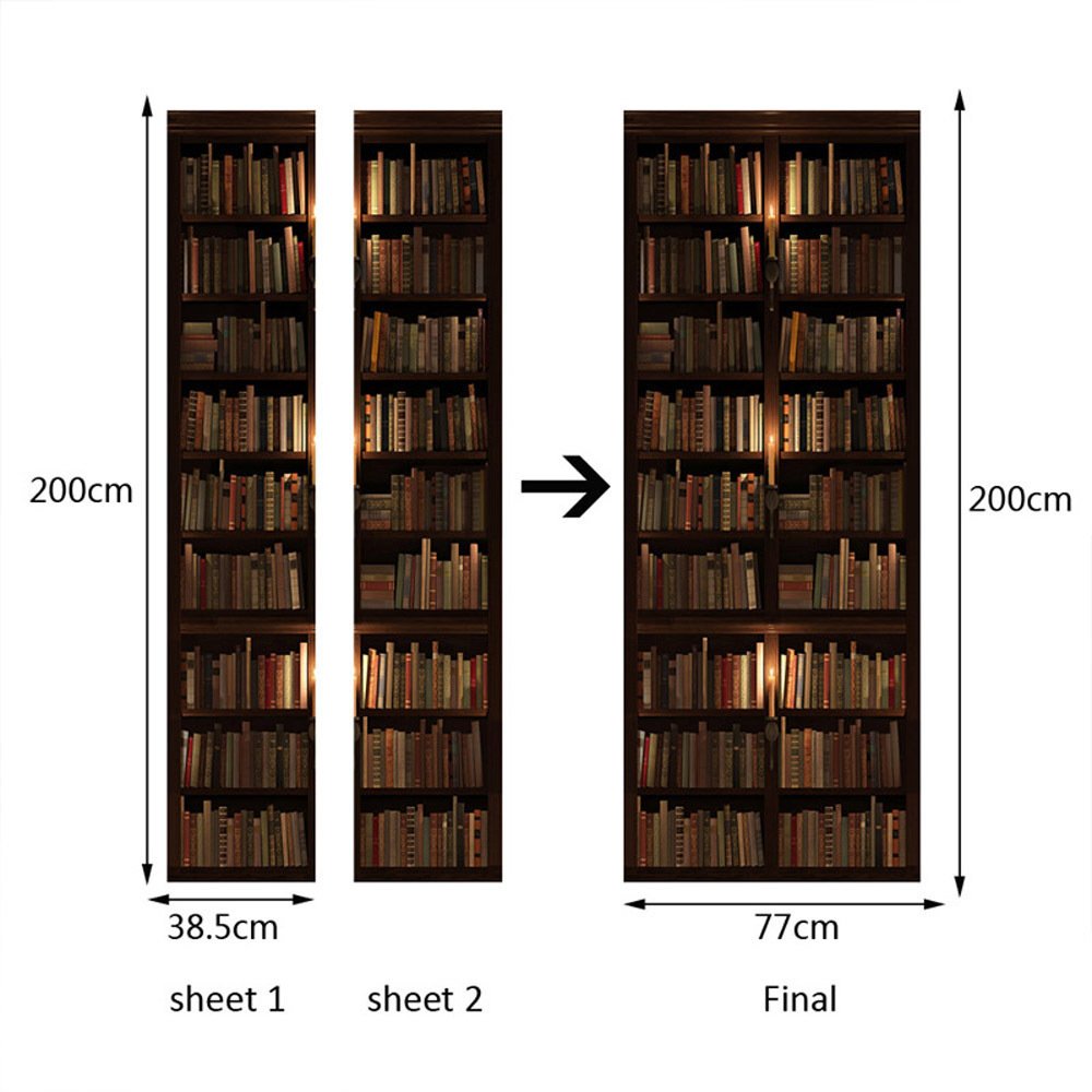 Door Self-adhesive Wall Sticker Simulation Bookshelf Bookcase - Image 4
