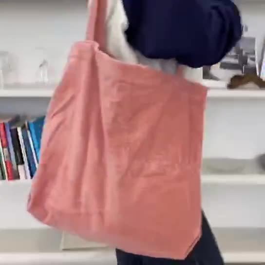 Corduroy Shoulder Bags Winter Fall Handbags Women Shopping Bags - Image 2