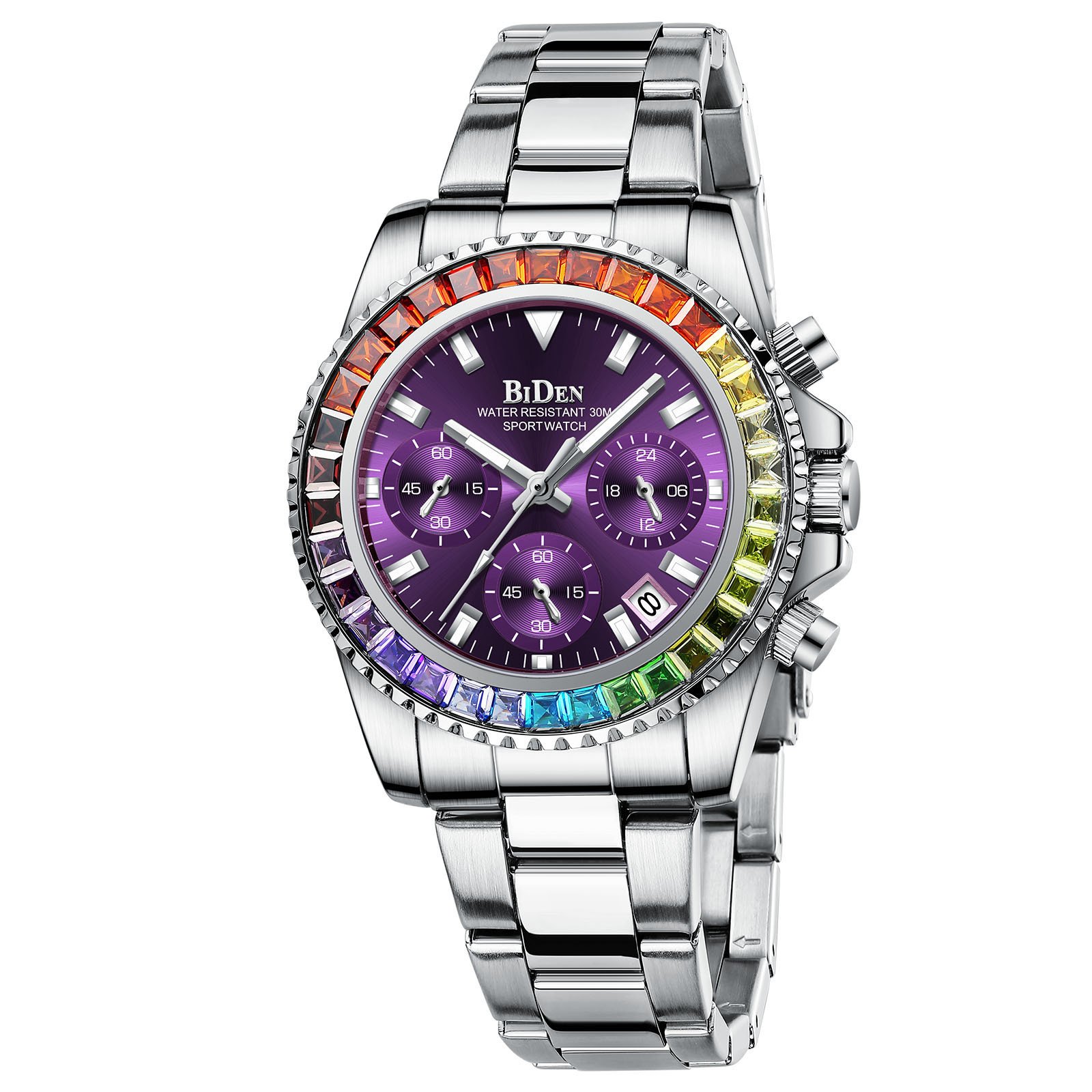 Fashion Steel Band Business Ladies Trend Colored Diamond Watch - Image 3