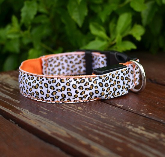 LED Dog Collar Safety Adjustable Nylon Leopard Pet Collar - Image 5