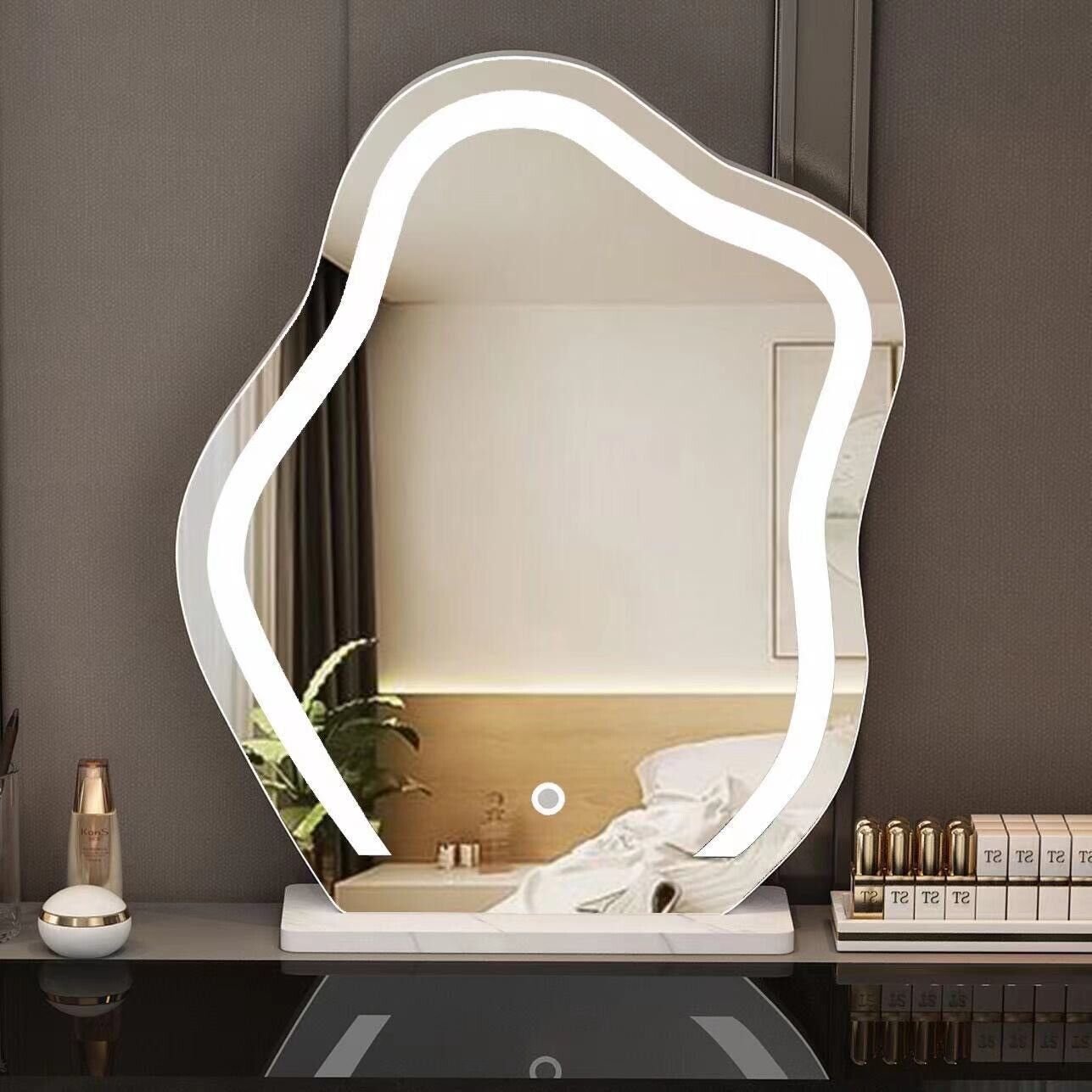 Large Makeup Mirror Cloud Shape Vanity Mirror 3 Colors LED Lights 220V - Image 8