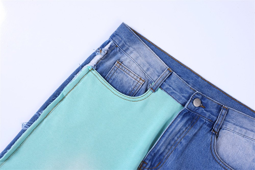 Color Contrast Patchwork Jeans For Men - Image 3