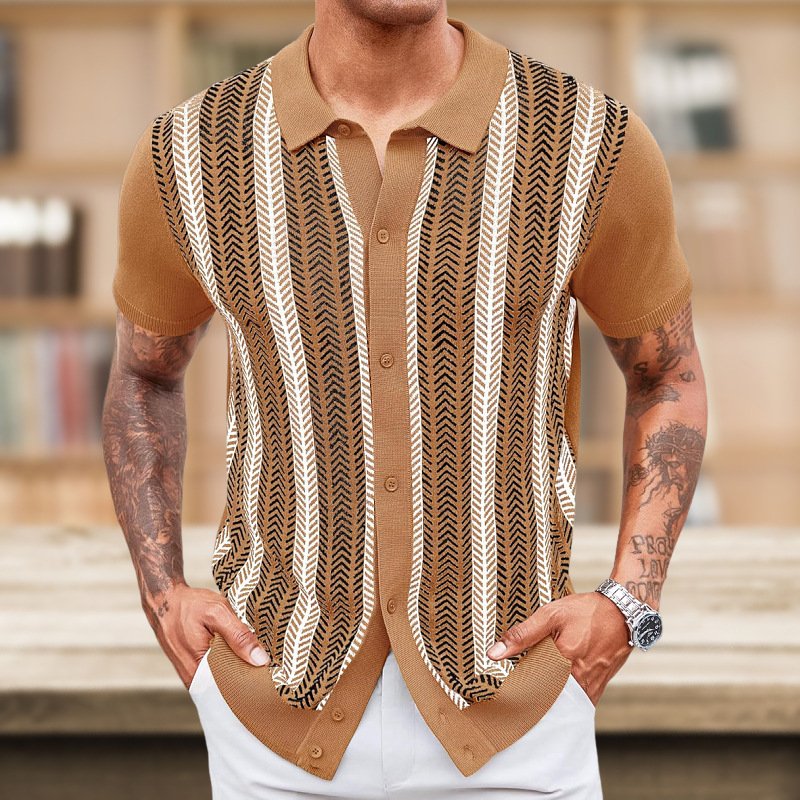 Men's Casual Striped Jacquard Sweater - Image 7