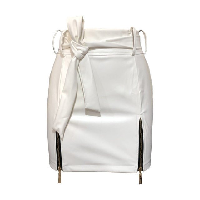 Women Bandage PU Leather Skirt Ladies Short Mini Skirts - Image 7