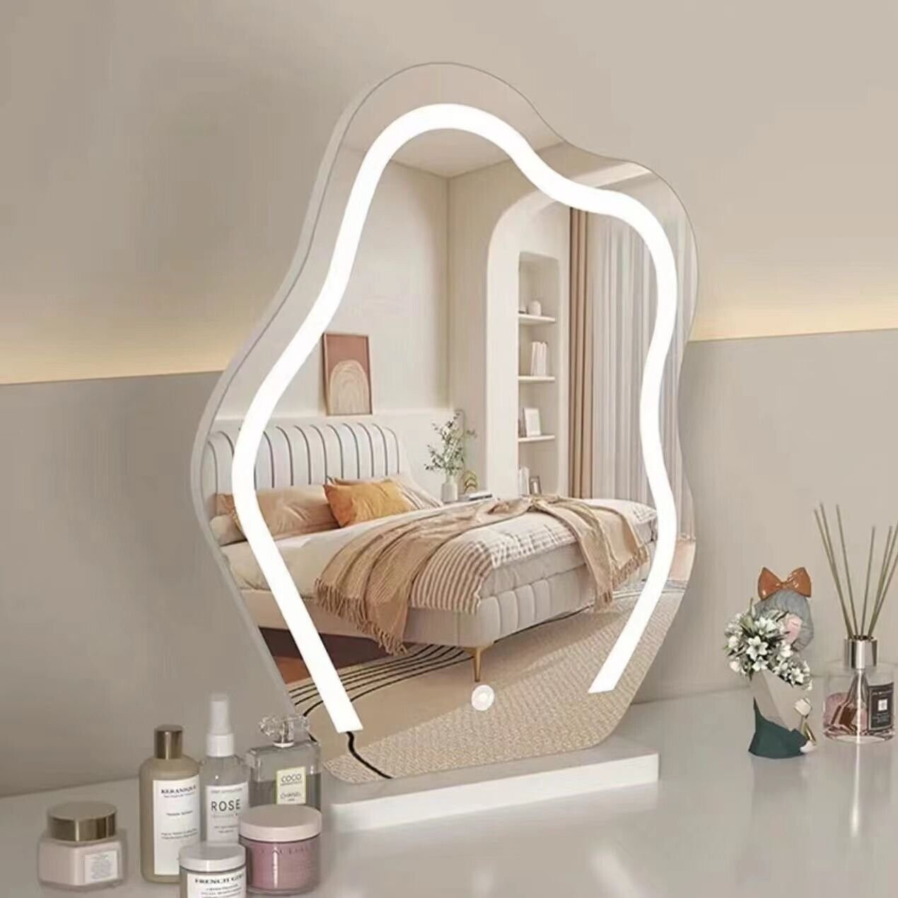 Large Makeup Mirror Cloud Shape Vanity Mirror 3 Colors LED Lights 220V - Image 9