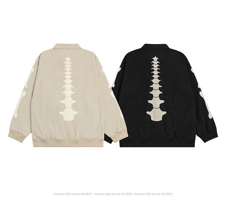 Skull Bone Embroidery Jacket Men's And Women's Coats
