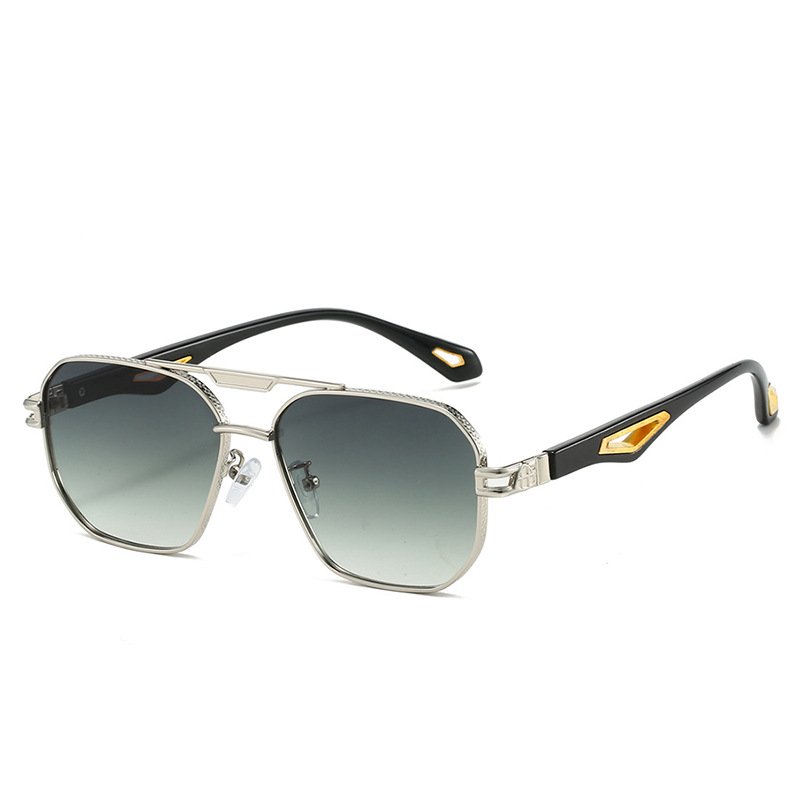 Men's Fashion Double Beam Box Hollow Sunglasses - Image 8