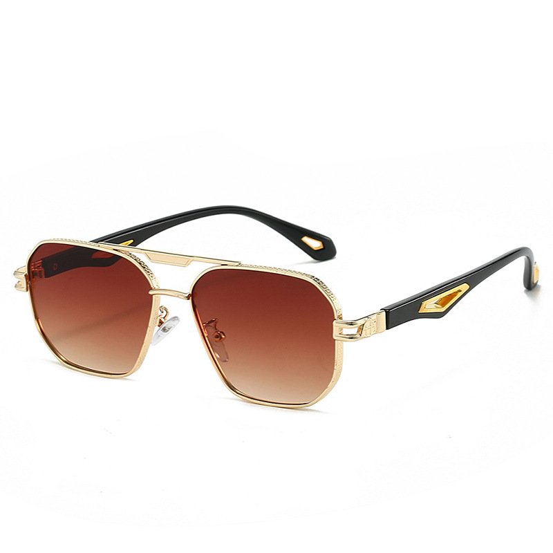 Men's Fashion Double Beam Box Hollow Sunglasses - Image 10