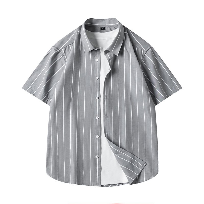 Men's Short-sleeved Shirt Business Striped Casual Shirt - Image 3