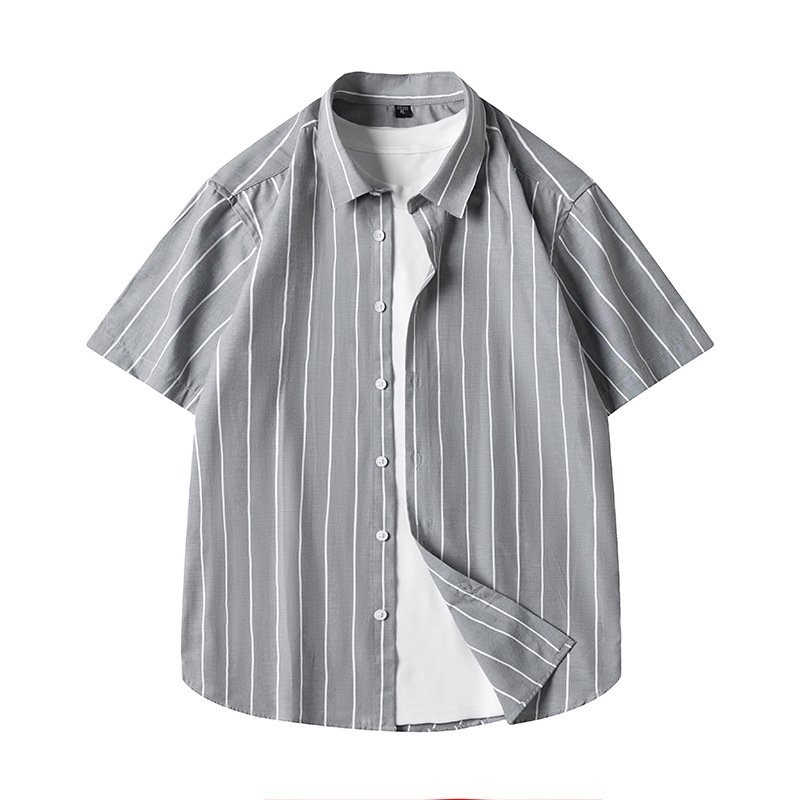 Men's Short-sleeved Shirt Business Striped Casual Shirt - Image 9