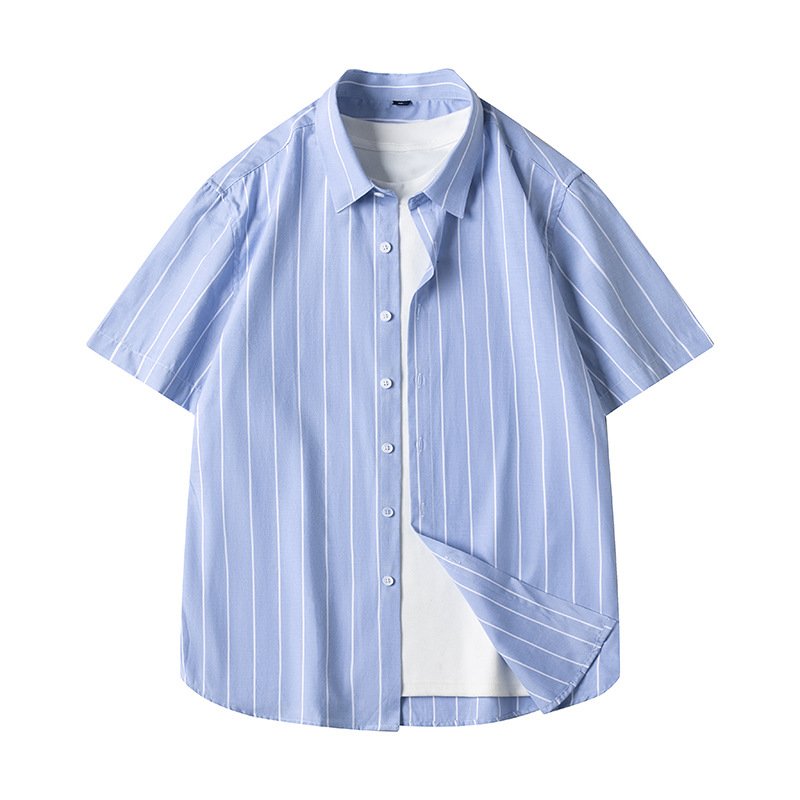 Men's Short-sleeved Shirt Business Striped Casual Shirt - Image 4