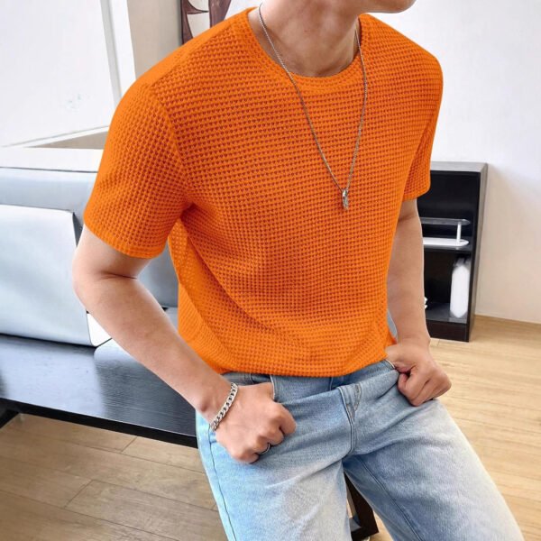 Men's Casual Loose Solid Color Short Sleeve - Image 9