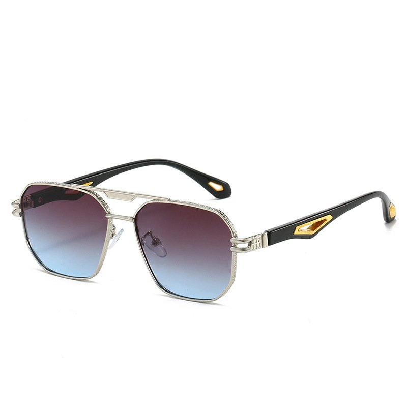 Men's Fashion Double Beam Box Hollow Sunglasses - Image 5