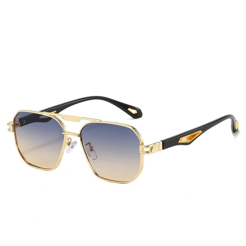 Men's Fashion Double Beam Box Hollow Sunglasses - Image 4