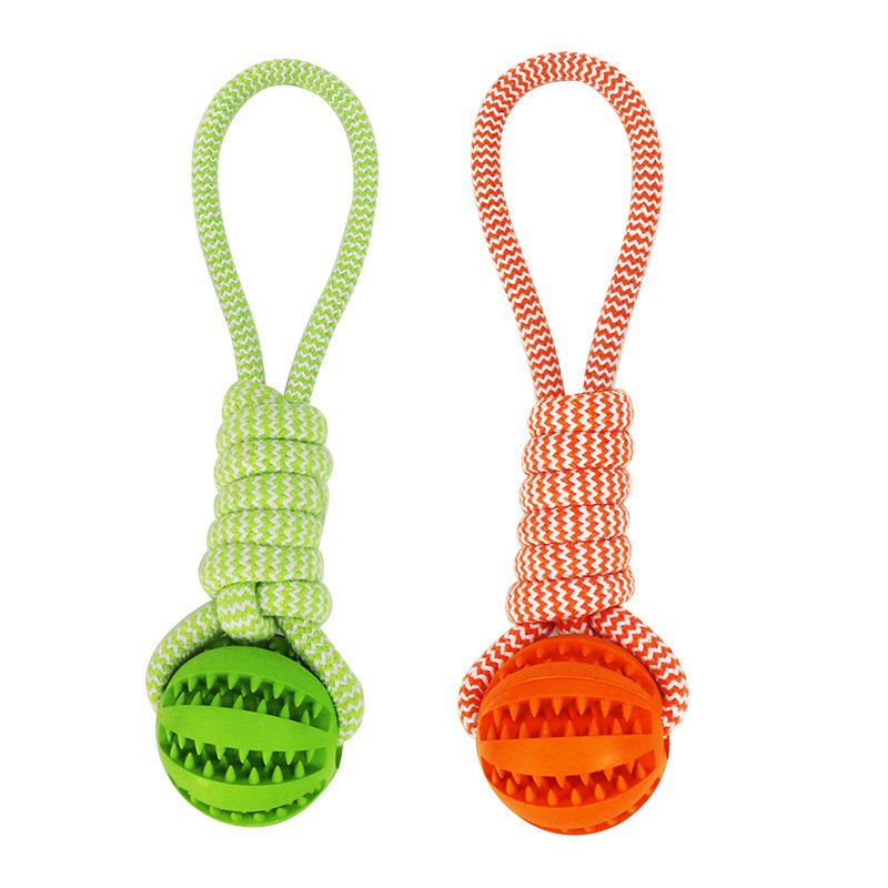 Dog Toys Treat Balls Interactive Hemp Rope Rubber Leaking Balls For Small Dogs Chewing Bite Resistant Toys Pet Tooth Cleaning Bite Resistant Toy Ball For Pet Dogs Puppy - Image 3