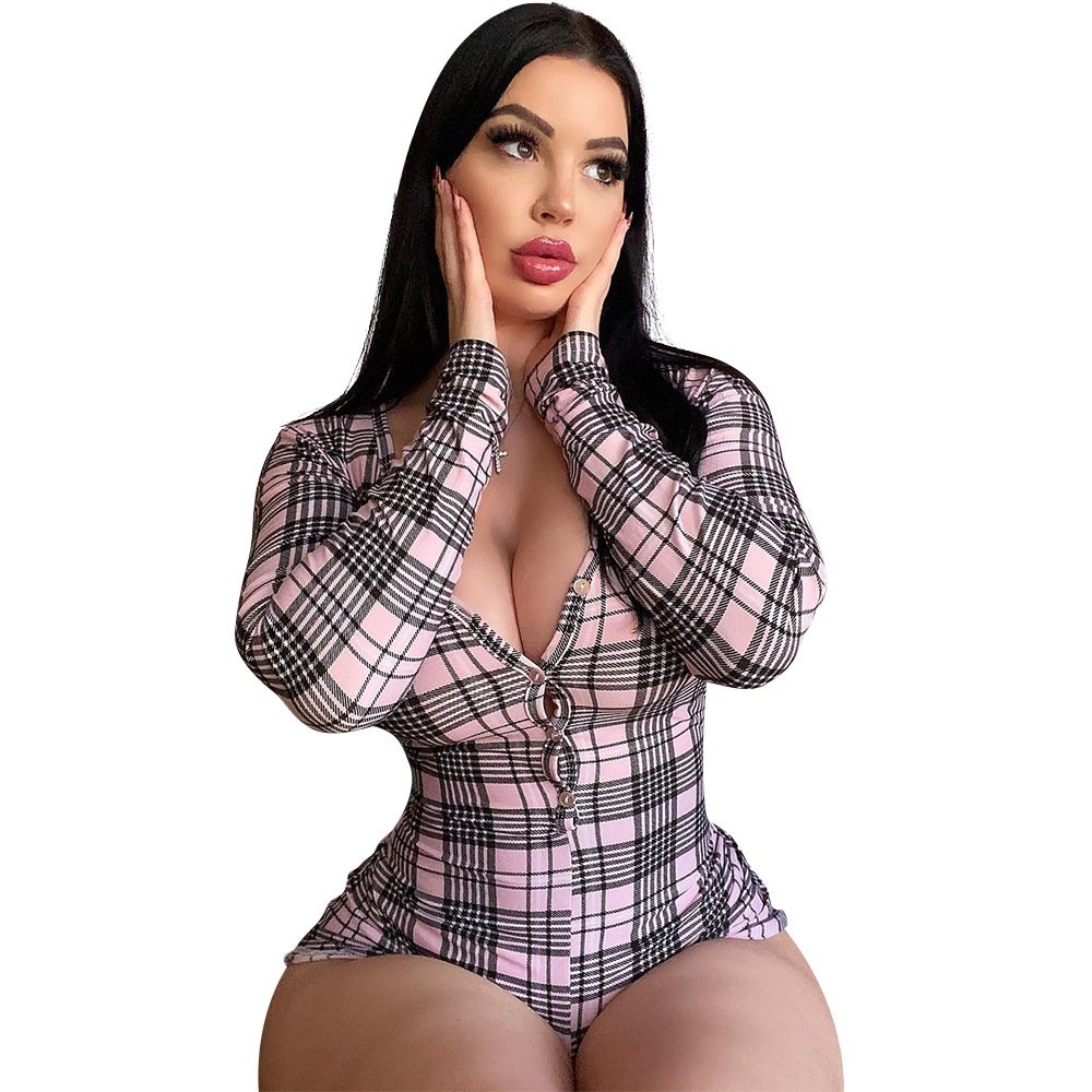 Plaid Jumpsuit Shorts For Women - Image 7