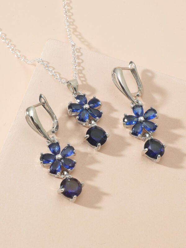 European And American Fashion Necklace Women's Gemstone Clavicle Chain Jewelry Set - Image 2