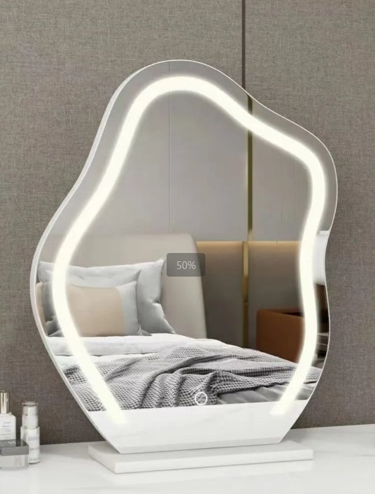 Large Makeup Mirror Cloud Shape Vanity Mirror 3 Colors LED Lights 220V - Image 4