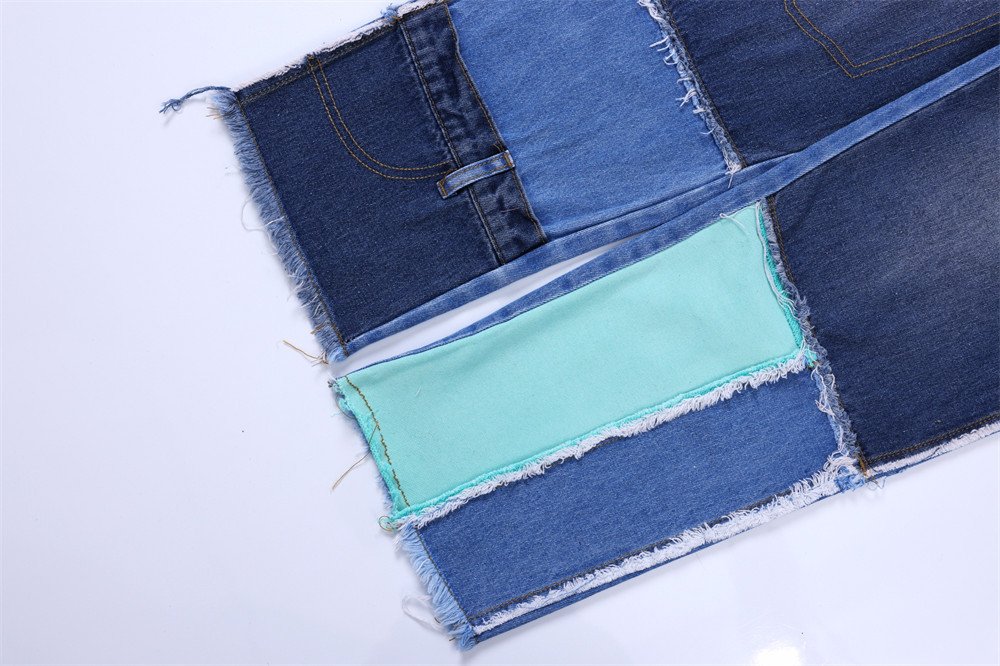 Color Contrast Patchwork Jeans For Men - Image 8