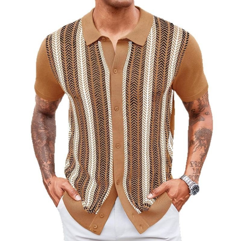 Men's Casual Striped Jacquard Sweater - Image 4