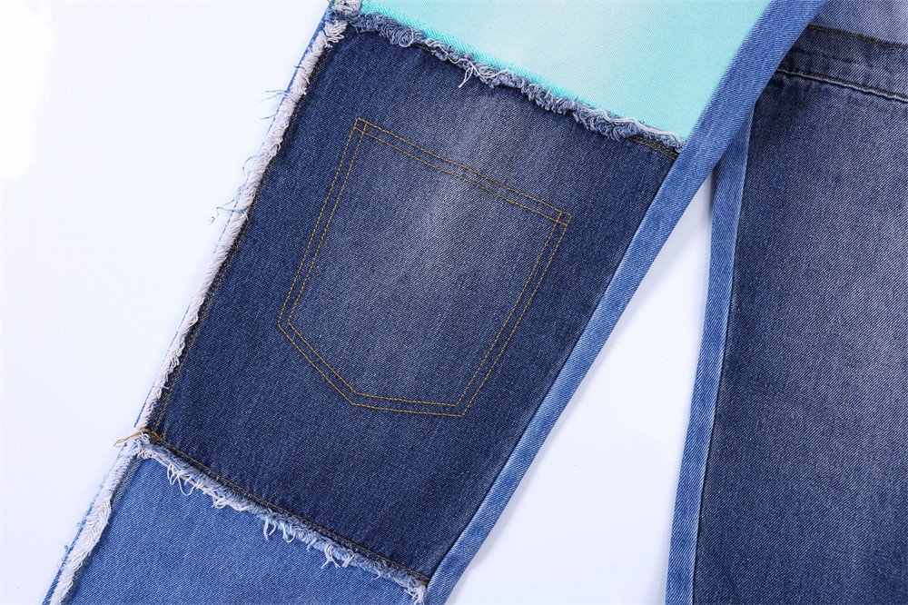 Color Contrast Patchwork Jeans For Men - Image 9