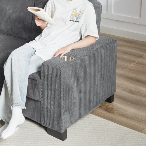 83.86Corduroy Fabric Sofa,Modern Compressed Couch,3-Seater Sofa, Furniture For Living Room,Bedroom,office - Image 8