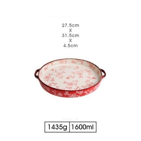 Japanese -style Cherry Blossom Hand -painted Ceramic Baking Sheet - Image 4