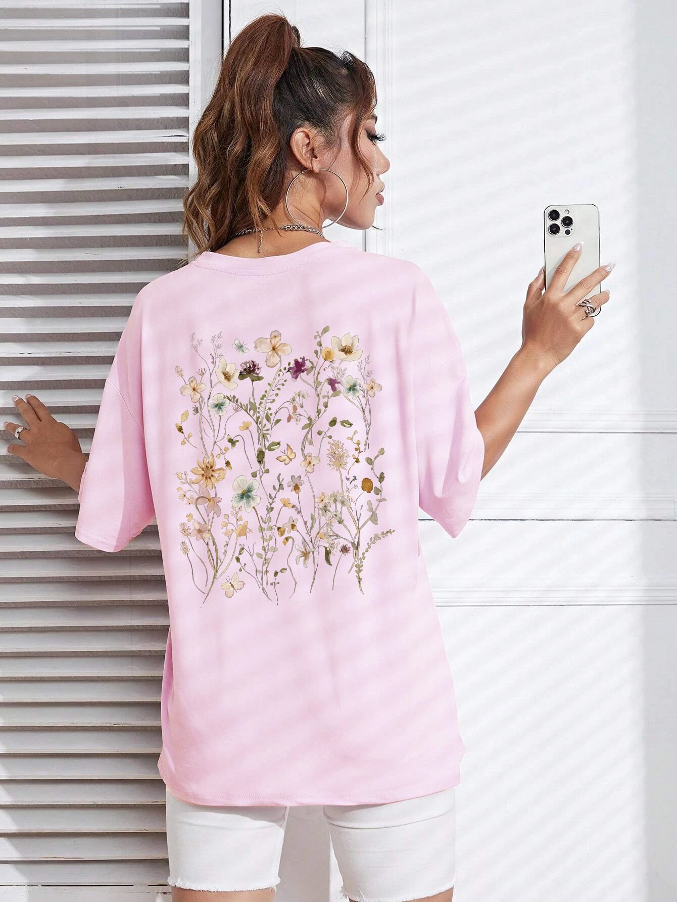 Beautiful Flower Clusters Print Cotton Women T-shirts Casual - Image 3